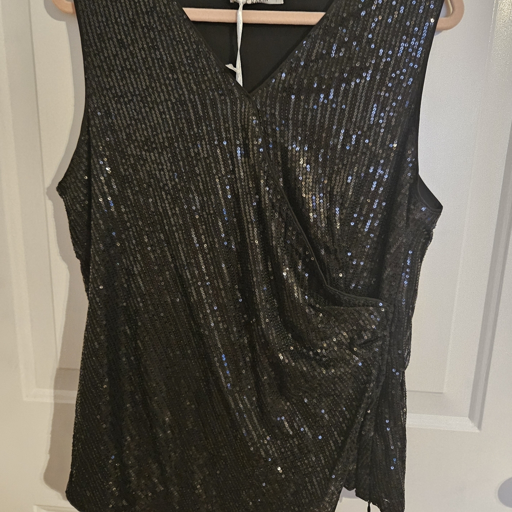 Grace Karin Black Sequin Blouse